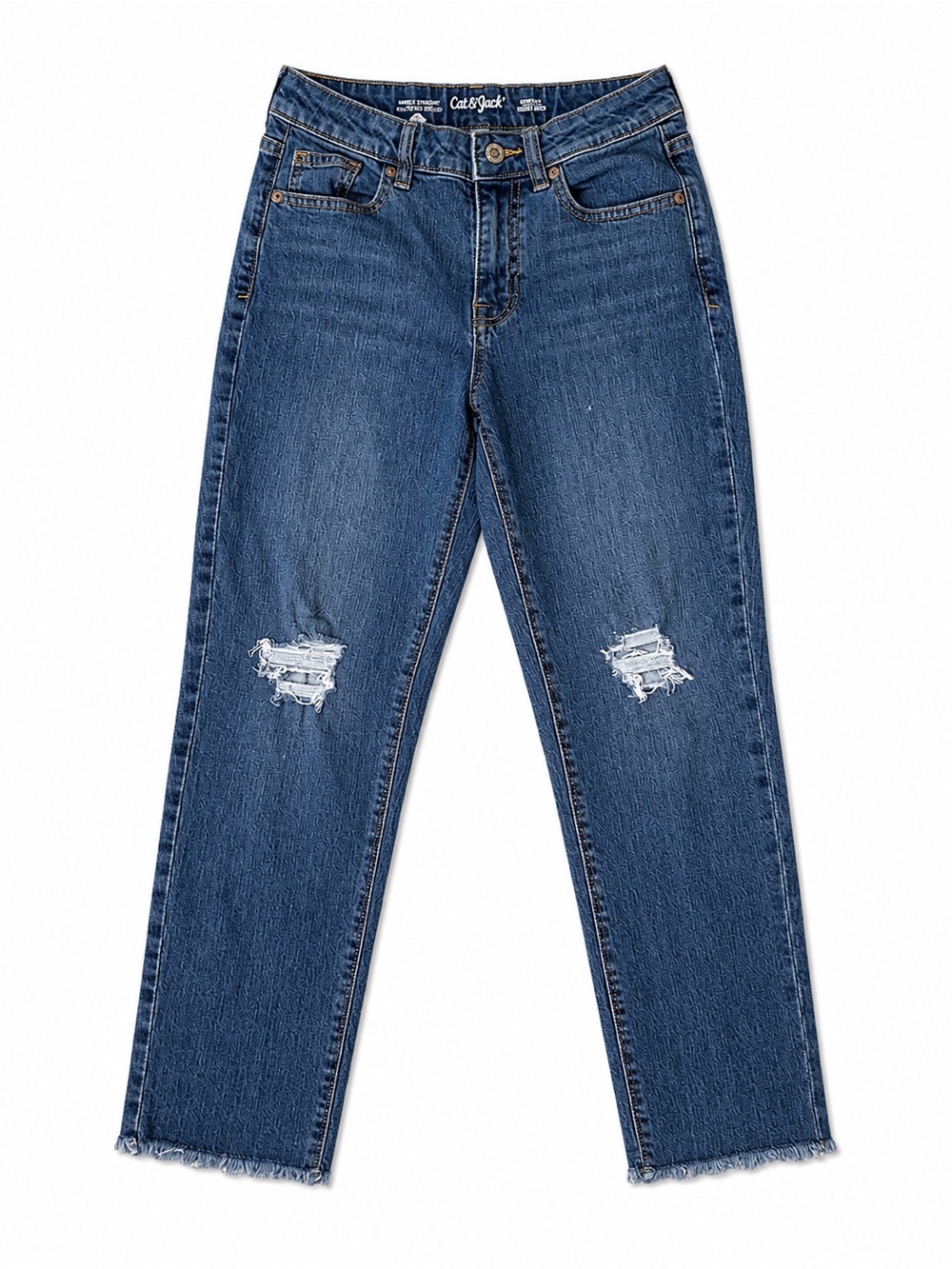 Cat & Jack Blue Distressed Straight-Leg Jeans